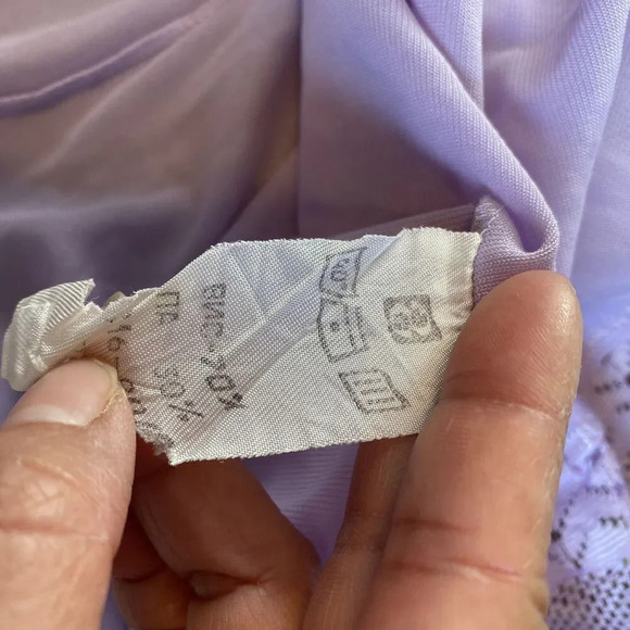 VTG Mesh Lacy babydoll dress Sz M-L Nightie Lingerie Purple fairy Love Romantic - Picture 6 of 6